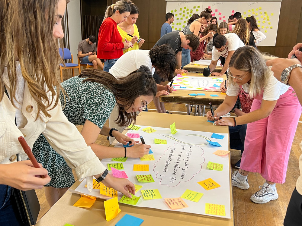 Participants mapping ideas on a poster